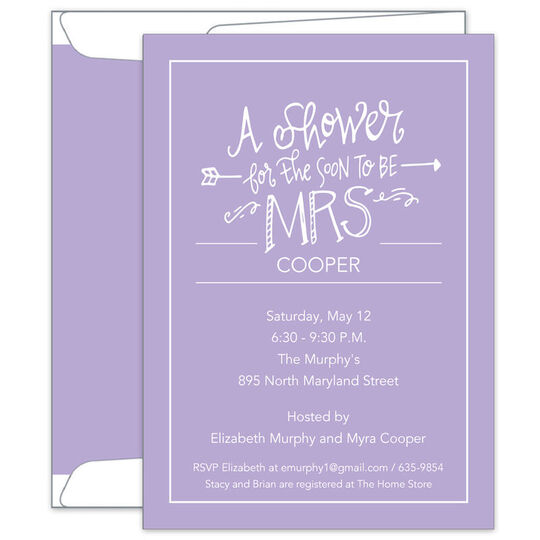 Lilac Soon To Be Mrs Invitations